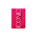 Pink cardholder with 'Iconic' branding on a white background